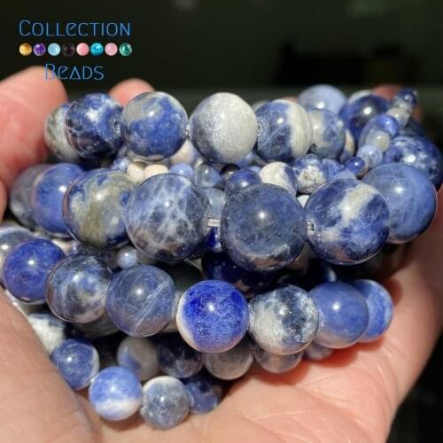 Natural Stone New Blue Sodalite Round Spacer Loose Bead For Jewelry Making 3-12 MM DIY Bracelets Accessories Wholesale