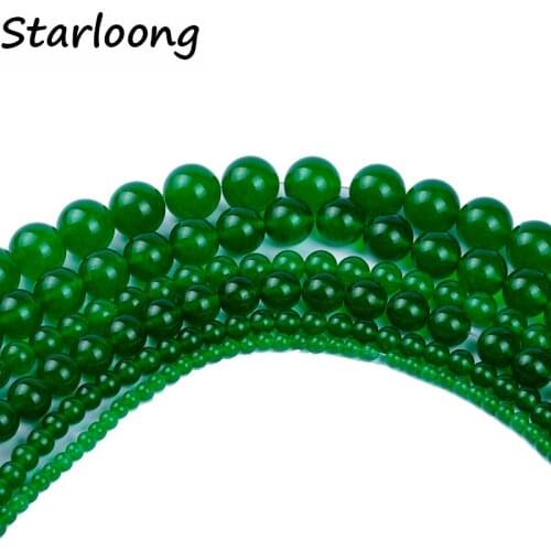 4,6,8,10,12 AAA new fashion wholesale natural round dark green loose stone beads For Bracelet Necklace DIY Jewelry Making