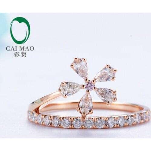 Caimao Jewelry 14K Rose Gold 0.60ctw Diamond Engagement Band Flower Shape