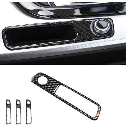 For Audi A4 B9 A4L 2017 2018 Carbon Fiber Car Center Gear Shift Panel Audio Adjustment Knob Frame Cover Trim