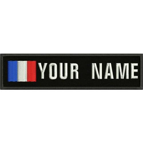 France Flag 10X2.5cm Embroidery Custom Name Text Patch Stripes badge Iron On Or Sew On Or Velcro Backing Patches For Clothes