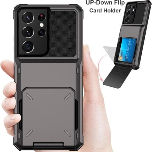 Hybrid Rugged Armor Shockproof Case For Samsung Galaxy S21 Ultra Case Flip Card Slot Case Galaxy S21 Plus Cover S21 FE 5G Cover