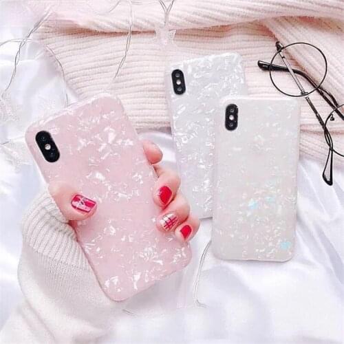 Glossy Marble Cell Phone Case For Samsung S21 Ultra S20 FE S10 Lite S9 Plus S8 Note 20 10 A72 A42 A21 Conch Shell Silicone Cover