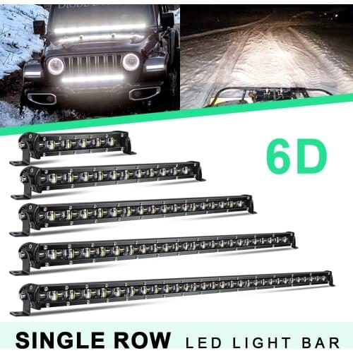 HAOLIDE Super Slim Single Row Led Light Bar 8/14/20 Inch 90W LEDs 6D Lamp Off Road Lights for Boat SUV Truck ATV Driving