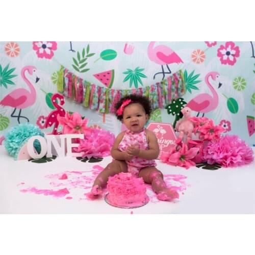HUAYI Photo Background Newborns Baby Shower Birthday Flamingo Photography Backdrops Custom Studio Photobooth Backdrop XT-6289