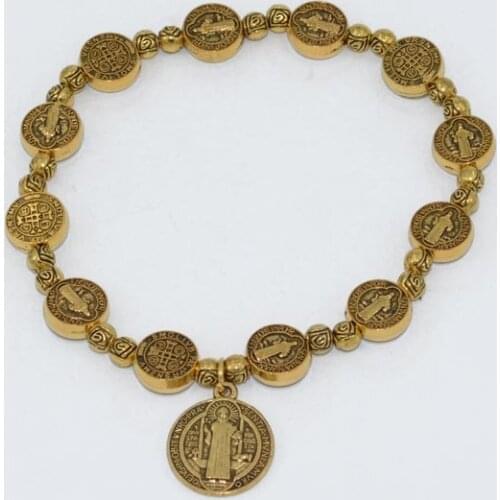 Catholic Religious Jesus Metal Charm Beads Bracelets Men Women Orthodox Virgin Mary Pendant Praying Jewelry