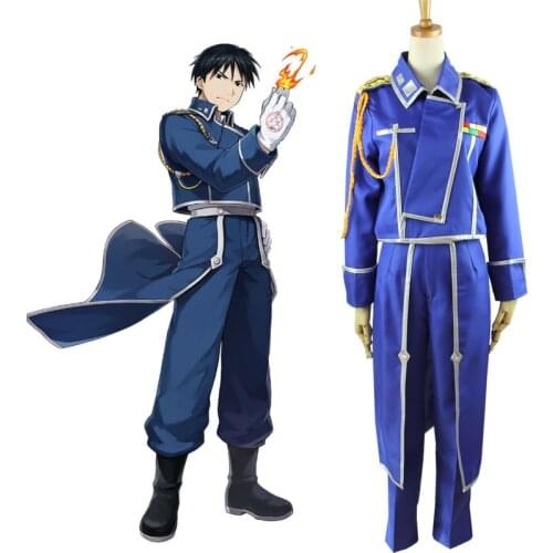 Anime Fullmetal Alchemist Cosplay Roy Mustang Riza Hawkeye Costumes Military Uniform Suit Halloween Party Coat+Pants+Apron
