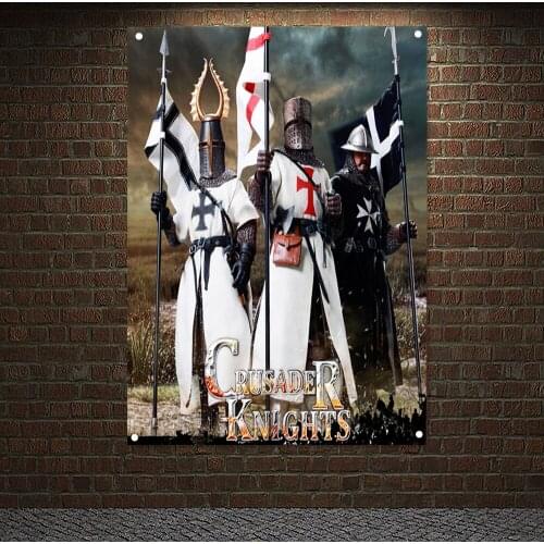 Masonic Flag Knight Templar Order Posters Vintage Print Painting Medieval Warrior Armor Banner Polyester Hanging Cloth Sticker 5