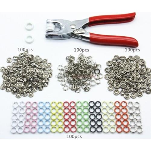 100/150/360pcs 9.5mm 10 Colors Metal Sewing Buttons Prong Ring Press Studs Snap Fasteners Clip Pliers DIY Clothes Decoration