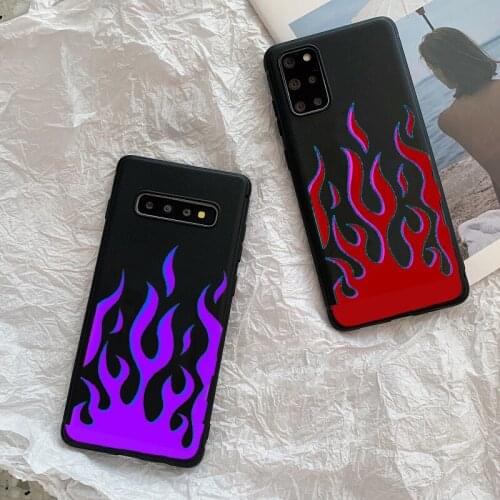 Fashion Flames Fitted black TPU soft Cases for Samsung S7 S8 S9PLUS S10PLUS S10Lite 2019 A10 A30 A50 A70 2018 A750