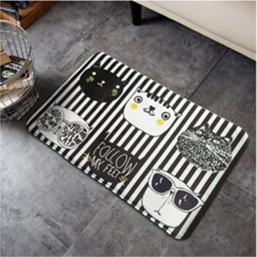 Cat Cartoon Cute simple striped Carpet Child Game pad Kids Room Decor Rug Bathroom Rectangle Anti-slip mat fashion foot cushion