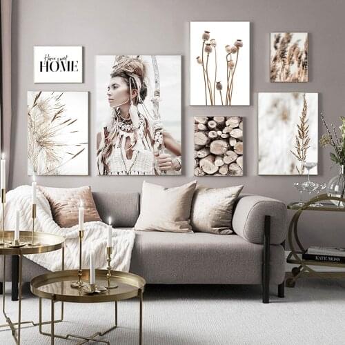 Wall Art Canvas Painting Indians Frozen Weed Reeds Plants Nordic Posters And Prints Landscape Wall Pictures For Living Room Deco