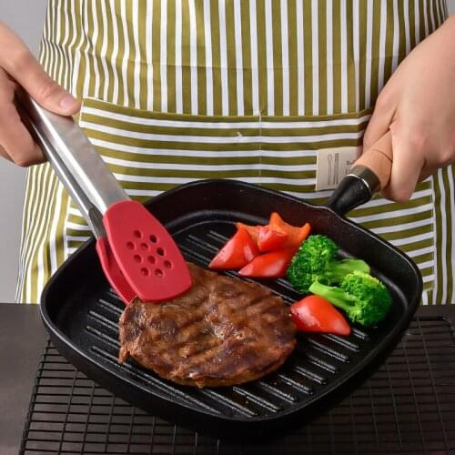 NEW Silicone Kitchen Cooking Salad Serving BBQ Tongs Stainless Steel Handle Utensil 5 color