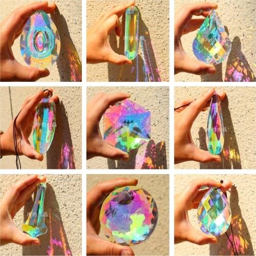 New Shinny K9 Crystal Decoration Crafts Geometric Shaped 50/76/89/100/120mm Large Crystal Pendant Light Catching Party Gift