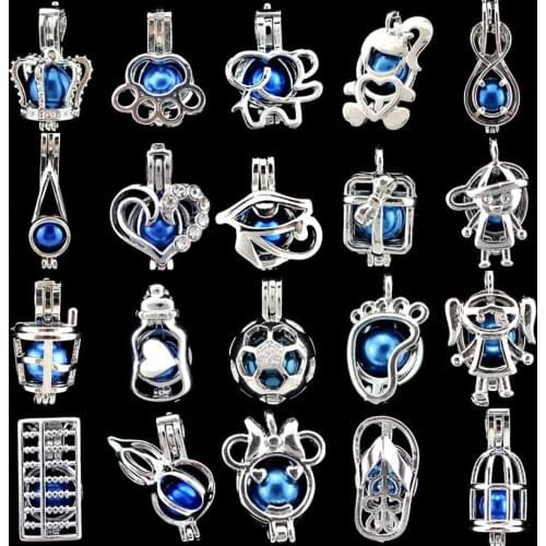 1pc Girl Crown Heart Eye of Horus Pearl Cage Bead Locket Pendant Aromatherapy Essential Oil Diffuser Jewelry Wholesale