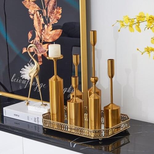 Simple Moments Metal Gold Plated Candle Holders High Quality Pillar Wedding Home Decoration Candlestick