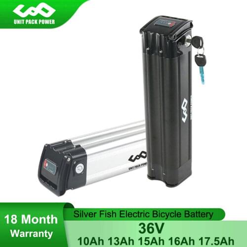 UPP 36Volt Silver Fish eBike Battery 36V 10Ah 13Ah 468Wh Li-ion Batteries Fit Alu Rex Bicycle for 500W 350W 250W Bafang Motor