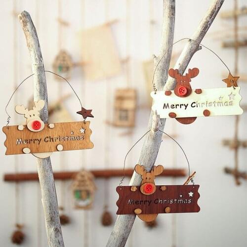 Christmas tree Decorations Wooden Hollow Letters Elk Pendant English Letter Card milu deer Ornaments Wooden Door Hanging navidad