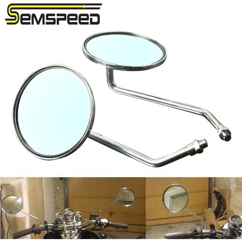 Universal Motorcycle Mirrors Chrome Round Mirror Motorcycle Long Stem For Kawasaki Yamaha Suzuki Ducati Honda Aprilia BMW