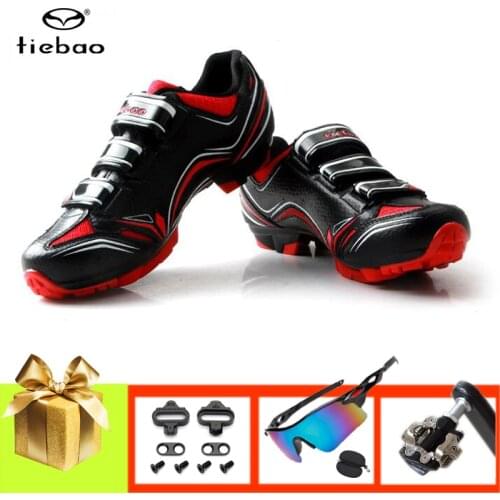 TIEBAO MTB Cycling Shoes Men Women Breathable Self-locking Mountain Bike Sneakers Add SPD Pedals Wear-resistant Professional
