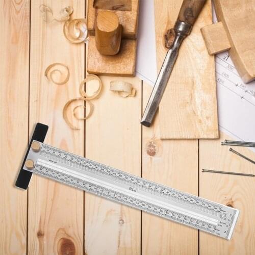 High Precision Angle Gauge Stainless Steel Rulers Measuring Tool with Pencil Set Wood Measure Ruler Profile Marking Tool
