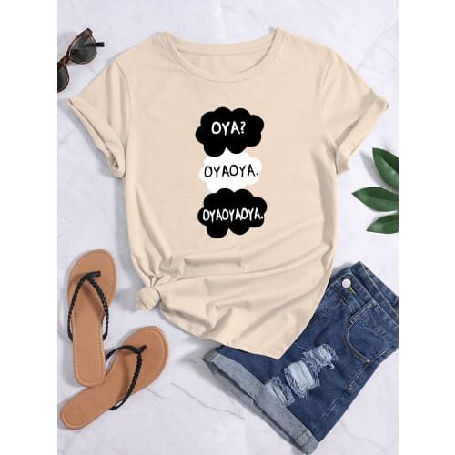 Japanese Cartoon Oya Oya Oya Haikyuu Printing Female t-Shirt Summer Oversized Tops Fashion Style Tee Shirts Loose Women t Shirts