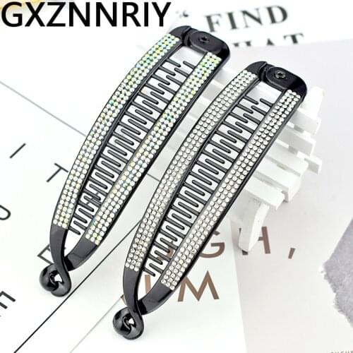 Black Hair Accessories for Women Rhinestone Clips Long Barrettes Hairpins Korean Fashion Fish Banana Hairclip Claws Clip Gifts