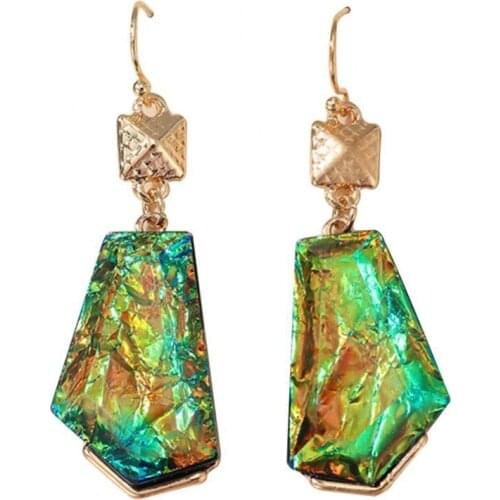 Women Stylish Color Resin Geometric Eardrop Hook Earrings Jewelry Accessories