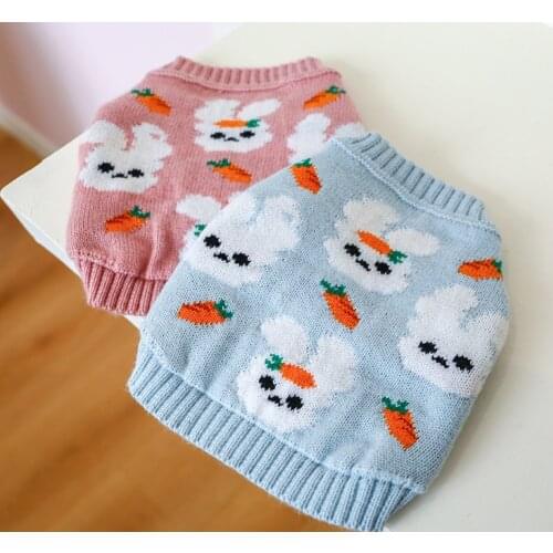 Winter Cartoon Cat Dog Clothes Warm rabbit pattern Sweater For Small Yorkie Pet Clothing Small and medium-sized dog sweater
