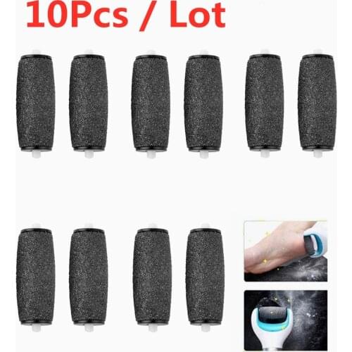 10pcs Black Replacements Roller Heads For Pro Pedicure Foot Care Tool Scholls Feet Electronic Foot File Rollers Skin Remover