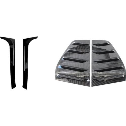 2 Pcs Gloss Black Rear Side Wing Spoiler Stickers Trim Cover & 2 Pcs Carbon Look Window Louver Rear Side Vent Cover