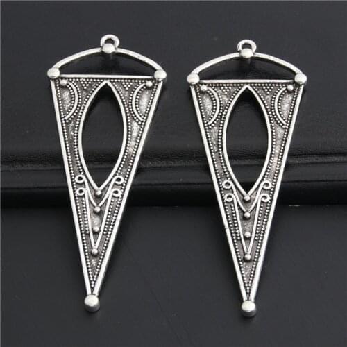 3pcs Silver Color Hollow Triangle Charms With Pattern Pendant Fit DIY Necklace Bracelet Earrings Jewelry Findings A3016
