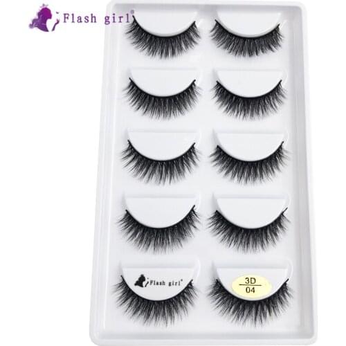 Professional 5 Pairs Mink Eyelashes 3D-04 Natural Long Makeup Soft Eyelash Extension Handmade Eye Lashes For Beauty