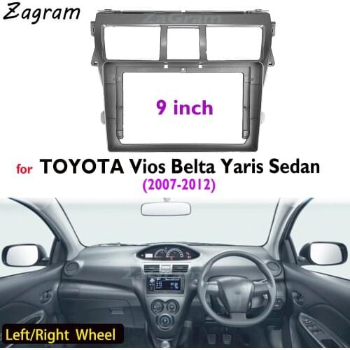 9 Inch 2 Din Car Video Fascia for Toyota Vios Belta Yaris Sedan 2007-2012 Panel Player Audio Frame Dashboard Mount Kit