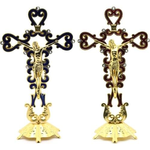 Church Relics Figurines Crucifix Jesus Christ On The Stand Cross Wall Antique Office Chapel Decoration High Quality Brand New