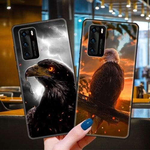 Phone Case For Huawei P40 P30 P10 P20 Lite P Smart Z 2019 Pro Black Cover Hoesjes Luxury Shell Trend Animal Sky Overlord Eagle