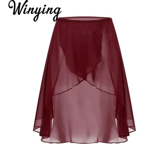 Women Chiffon Ballet Skirt Stage Performance Lyrical Dance Costumes Gymnastics Leotard Dress Midiskirts Adult Practice Dancewear