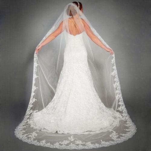 Hot Selling Cathedral Bridal Wedding Veil Long 3M White Lace Headpieces 2023