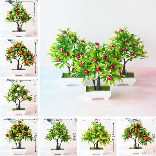 Artificial Plants Bonsai Simulation Plastic Orange Fruit Tree Potted Plant Potted Ornaments for Home Garden Hotel Party Decor