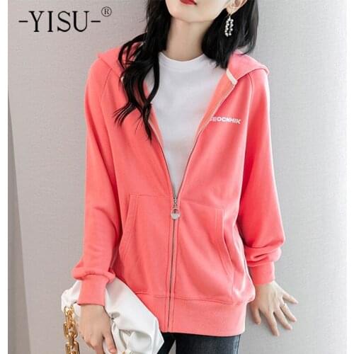 YISU 2021 New Women Autumn Sweater Sleeveless Cardigan Coat Hooded collar Zipper Female Casual Knitted Cardigan Women clothing