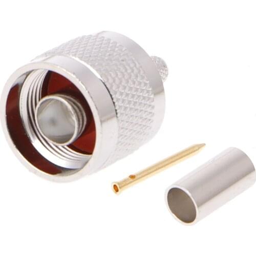 10Pcs N Male Plug Crimp RG58 RG142 LMR195 RG400 Coaxial Cable Straight Connector