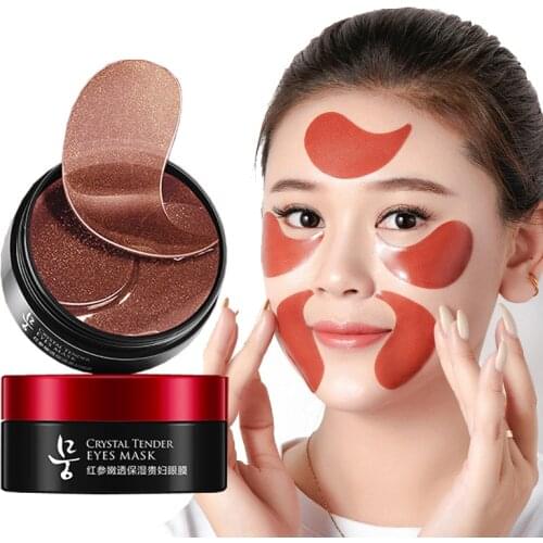 Collagen Eye Patch For Ginseng 60PCS Hydrating Hydrogel Anti Aging Care Eyes Mask Under Korea Gel Patches Remove Dark Circles Q