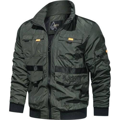 Mcikkny Men Fashion Bomber Jackets Zipper Pockets Spring Outwear Coats For Male Size M-4XL Top Clothing