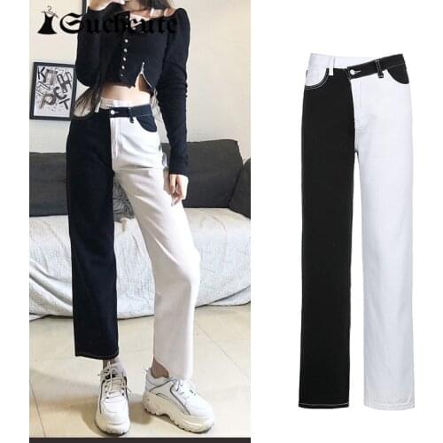SUCHCUTE Streetwear Women Baggy Jeans Korean Fashion Vintage High Waist Goth Pants Harajuku Aesthetic Denim Trousers Clothes