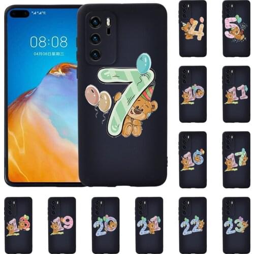 Soft Silicone Phone Case for Huawei P20/P20 Pro/P30 Pro/P30 Plus/P30 LITE/P40/P40 Pro Bear Lucky Number Pattern Anti-drop Cover