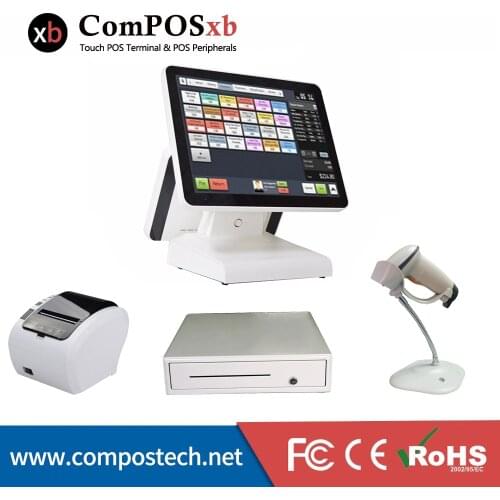 Cheap price 15+12 inch dual screen J1900/ 2GB/ 32GB pos system software cash register point of sales pos machine for sale