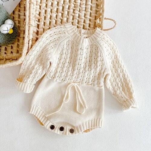 MILANCEL 2021 Spring New Baby Bodysuits Toddler Girls Knit One Piece Hollow Out Infant Girls Jumpsuits