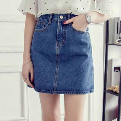 Fresh Stylish Summer Casual A-Line Denim Skirts Women Female High Waist Korean Style Pure Blue Jean Mini Skirts Plus Size XXL