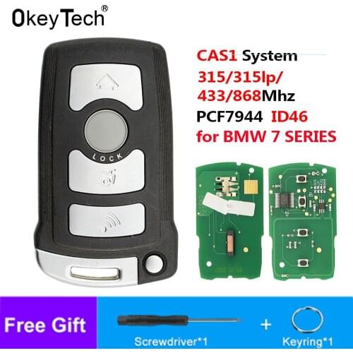 OkeyTech 4 Buttons PCF7944 Id46 CAS1 Car Remote Key Shell Fob For BMW 7 Series E65 E66 E67 E68 745i 750i 315/315LP/433/868Mhz