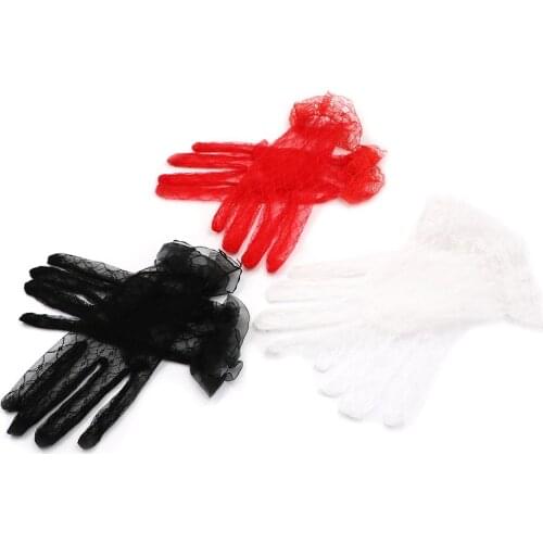 1PAIR Sexy Lace Short Bridal Full Gloves Wedding Evening Party Pageant Gloves